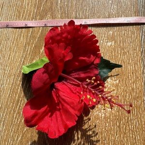 Red Hibiscus Floral Hair Clip